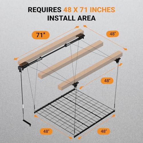adjustable overhead garage storage rack, 4x4ft garage ceiling on a desk or shelf