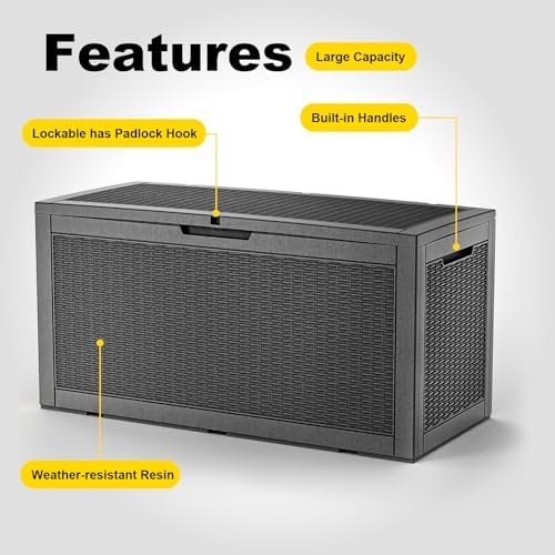 deck box 170 gal waterproof outdoor storage patio, side view