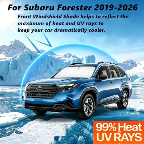 Windshield Sun Shade for Subaru Forester 2019-2026 4-Layer 240T Fabric Front Window Sun Visor, Blocks UV Rays & Heat, Keep Vehicle Cool