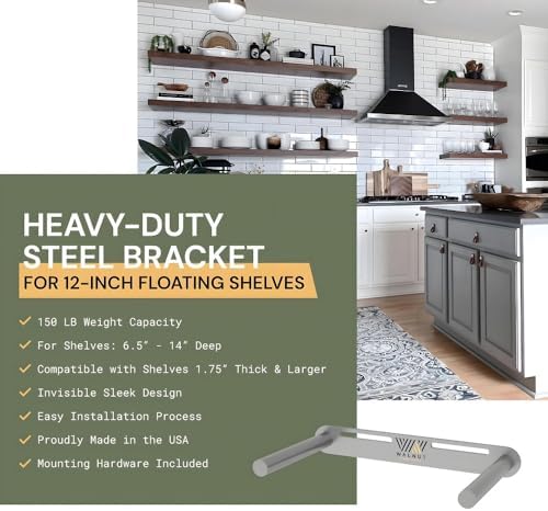 floating shelf bracket - 12” hidden shelf brackets shown in use