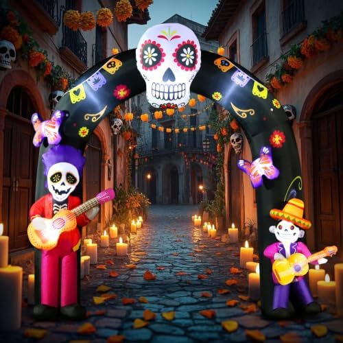 DomKom 8FT Halloween Inflatable Blow Up Decorations Archway, Day of the Dead ...