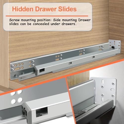 4 pair 21 inch undermount soft close drawer on a desk or shelf