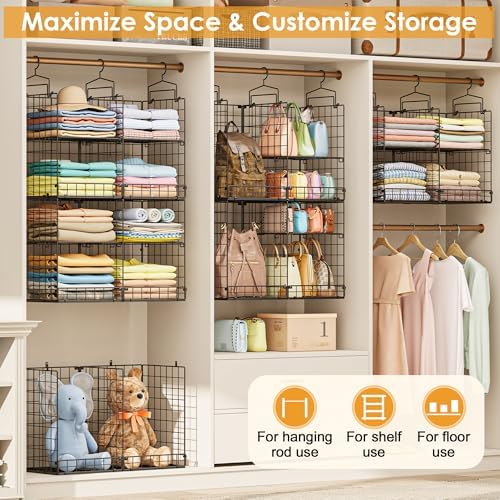 hanging closet organizer with diy spacing, double-row closet, package contents