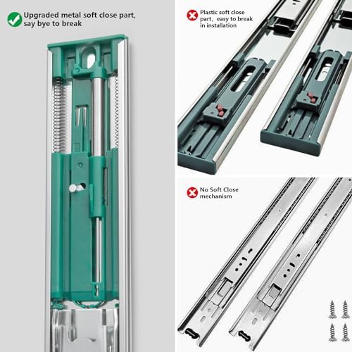 homdiy 10 pairs soft close drawer slides 22 showing dimensions