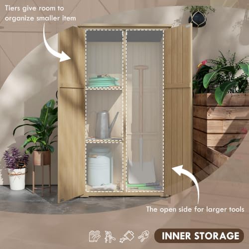 outsunny wooden garden shed with waterproof asphalt roof, close-up detail