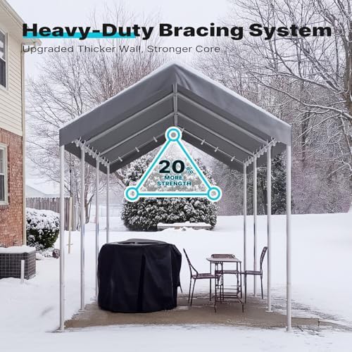 advance outdoor 10x20 ft heavy duty carport potable, side view