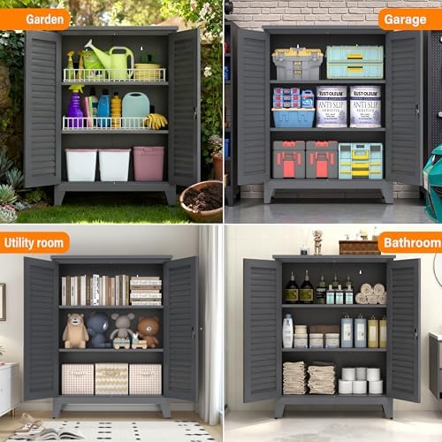 ryh 47.2” tall metal outdoor storage cabinet(47.2" h, side view