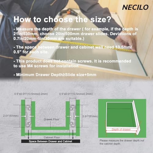 necilo 24 inch heavy duty drawer slides 150lb, package contents