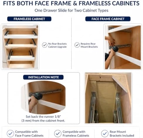 6 pairs 21 inch undermount soft close drawer, package contents