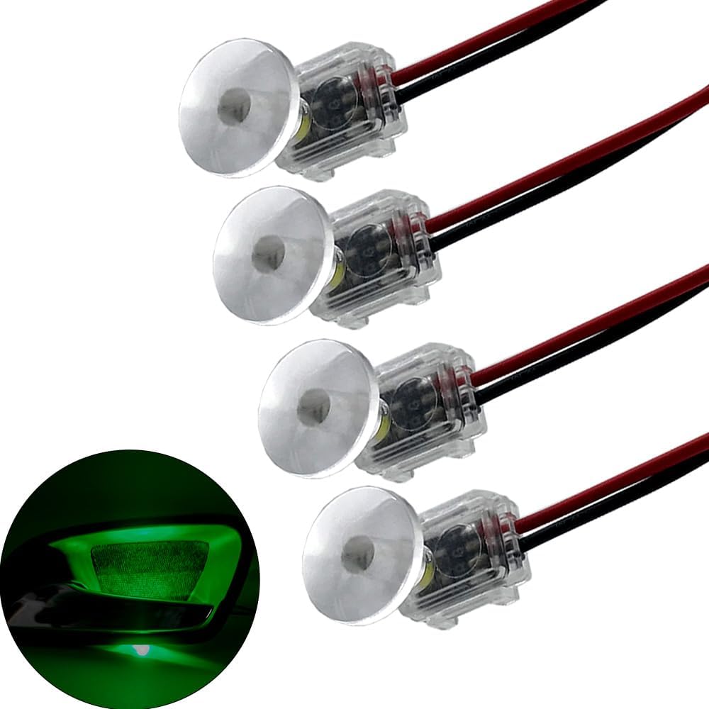 4pcs Green Car Door Bowl Light Mushroom Shaped Luminous Lamp Head LED Light Guide Environmental Decorative Light suitable For RVs Wardrobe Lights Buses Tourist Vehicles Beach Bikes Motorcycles