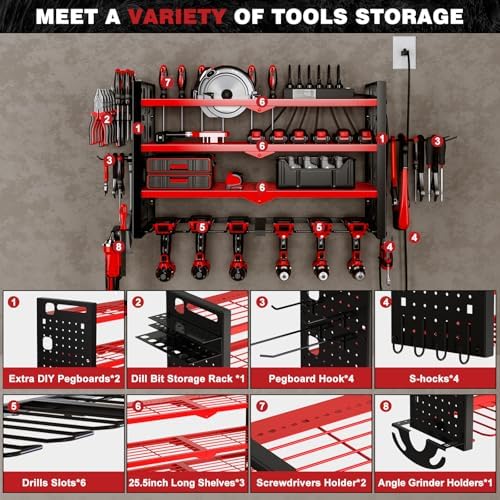 nattydot cordless power tool organizer wall mount, 6, close-up detail