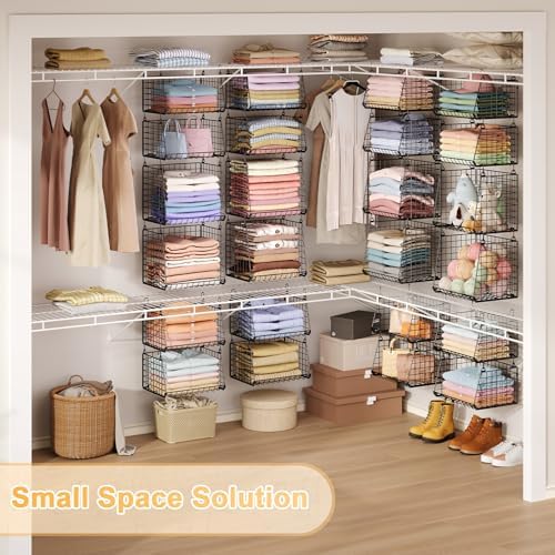 lyuwanxian 4-tier hanging closet organizer with 360°rotating hooks, front angle view