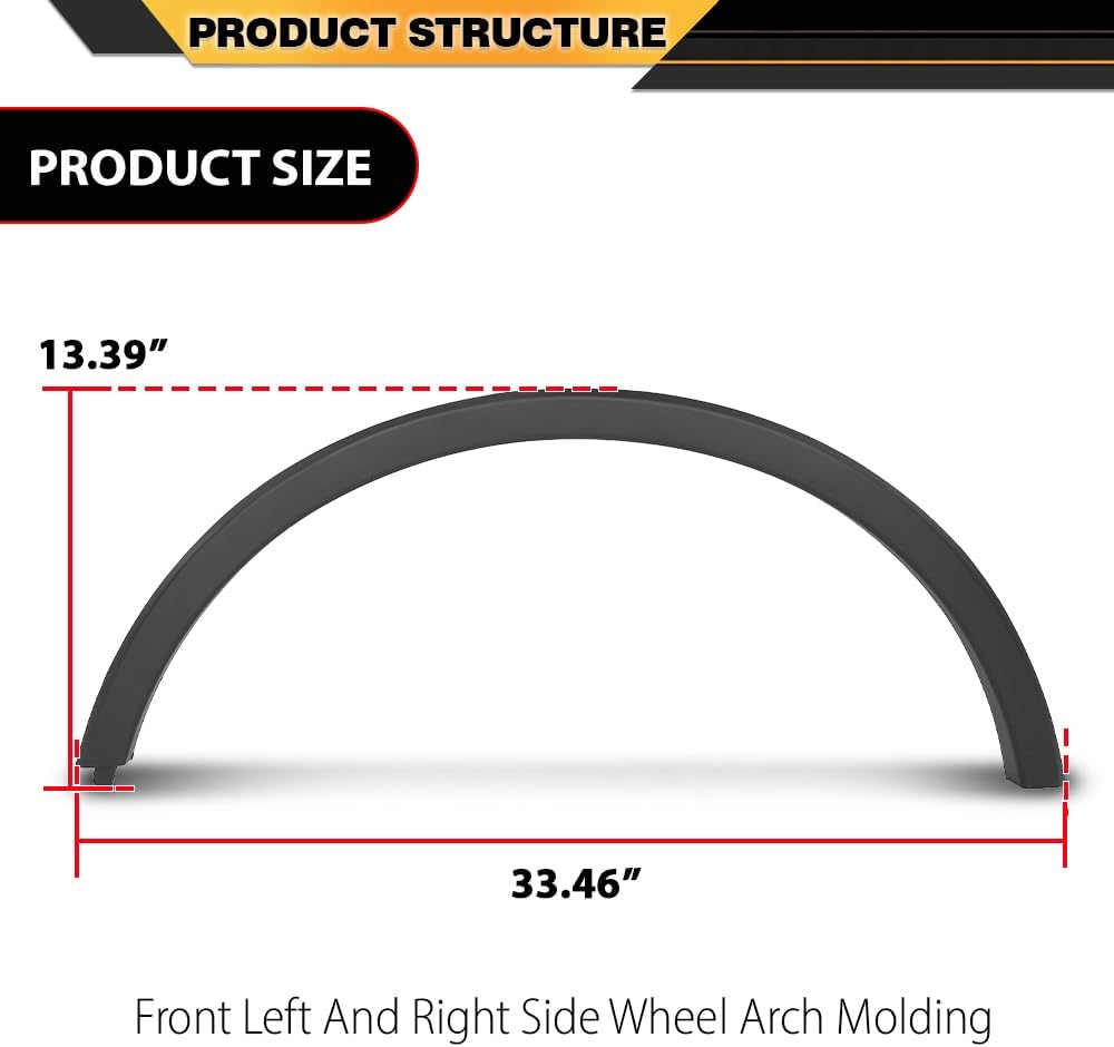Front Left & Right Side Wheel Arch Molding Compatible with Buick Encore 2013 2014 2015 2016 2017 2018 2019 2020 2021 2022 95275468, 95275469 Black