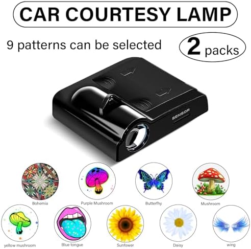 Car Door Lights Projector, 2PCS Daisy Car Door Projector Lights Universal Welcome Courtesy Ghost Shadow Lamp Fit for All Car Models Daisy