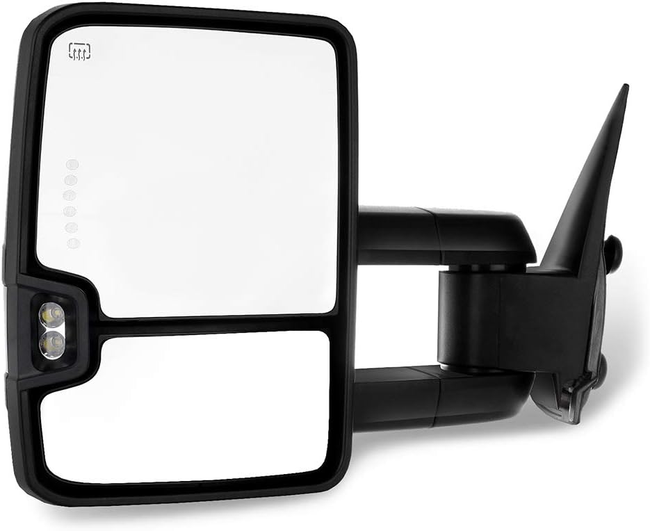 A Pair Heated Towing Mirrors Fits 1999-2002 for Chevy Silverado for GMC Sierra 1500/2500, Power Adjusted View Mirror with LED Turn Signal Light