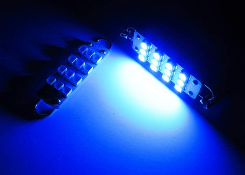 iJDMTOY 12-SMD-3528 1.72-in 43mm 211-2 212-2 214-2 561 Rigid Loop Festoon LED Bulbs for Car Side Door Courtesy Lights, Ultra Blue