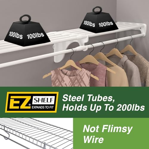 ez shelf - closet shelf with hanging rod, close-up detail