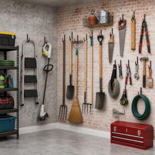 30-piece garage organization kit, 24-pack heavy duty 3.5” shown in use
