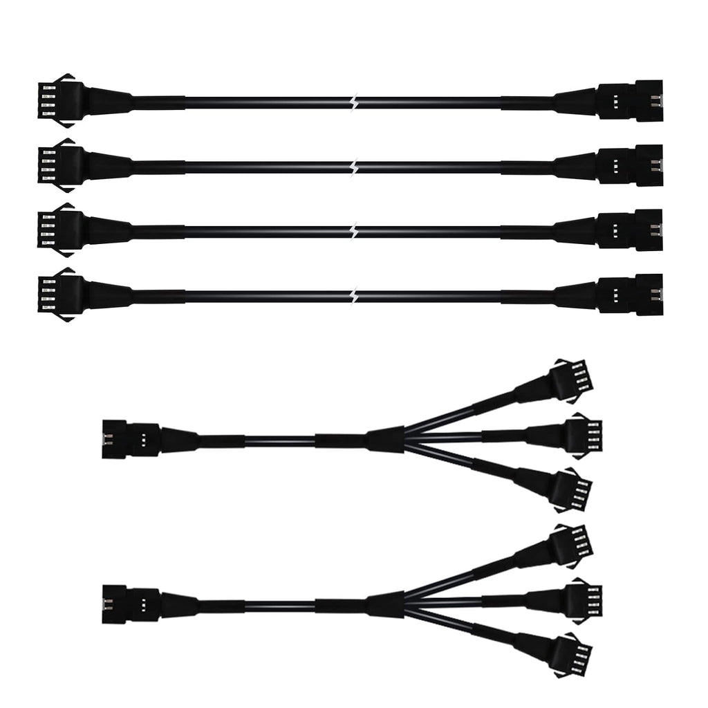 RGB LED Extension Cables, 4PCS 5 Feet Extension Cables and 2PCS 3 Way Y Splitter for Motorcycle LED Strips, Underglow Neon Accent Light Kit, Rock Light Extension Wire Cord