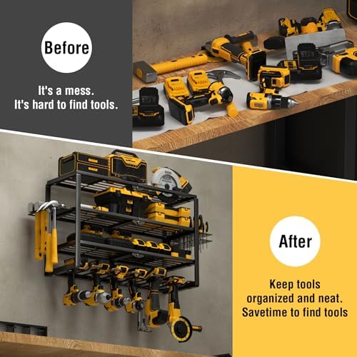 yyr 4 layer power tool organizer wall mount, front angle view