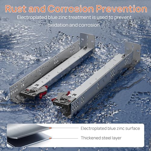 24 inch soft close undermount drawer slides,full extension,100, side view