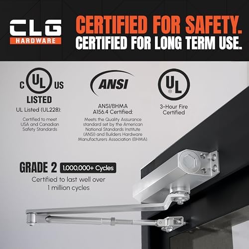 clg hardware medium duty automatic door closer showing dimensions