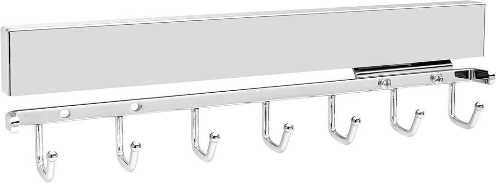 rev-a-shelf sliding belt rack for closets, min opening shown in use