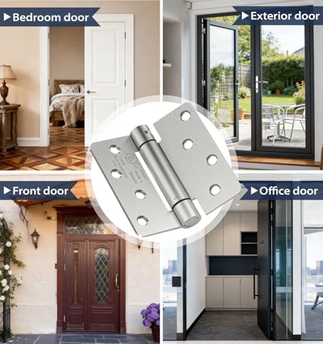 4 inch self closing door hinges,3-pack spring hinges,1/4", front angle view