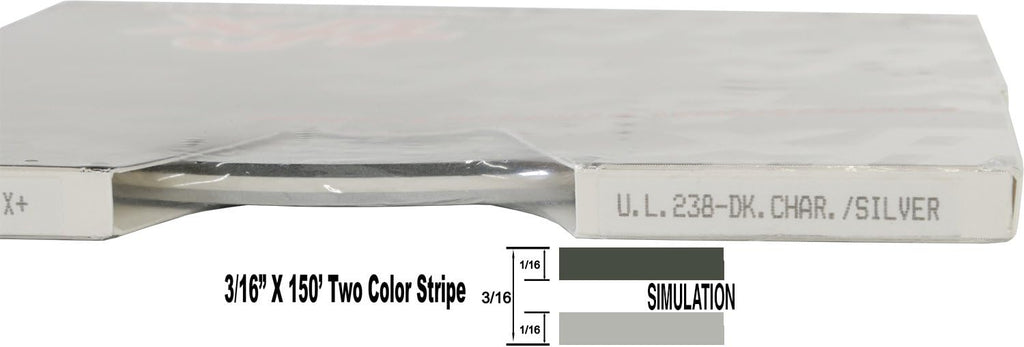 Universal Ultra-Lite 0216238 - Auto Customizing 2-Color Dual Pinstripe - 3/16" x 150' (1/16' Stripe, Gap, 1/16' Stripe) - 238-Dark Charcoal Metallic/Silver Metallic