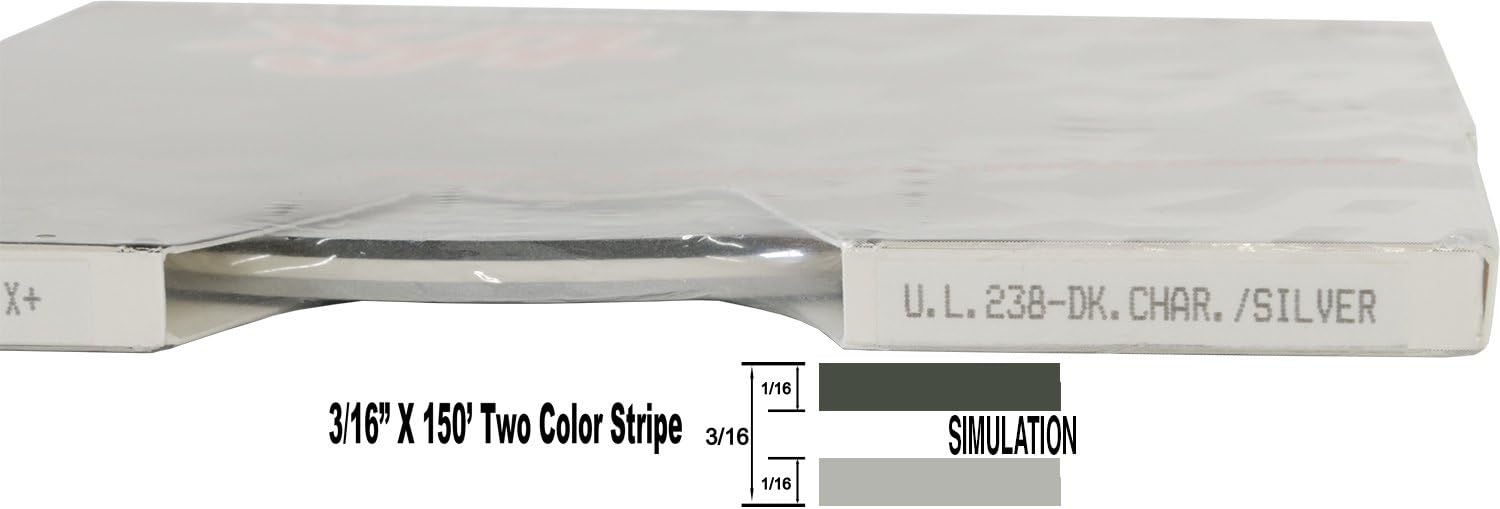 Universal Ultra-Lite 0216238 - Auto Customizing 2-Color Dual Pinstripe - 3/16" x 150' (1/16' Stripe, Gap, 1/16' Stripe) - 238-Dark Charcoal Metallic/Silver Metallic