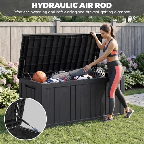 280 gallon outdoor storage box waterproof, lockable resin, package contents