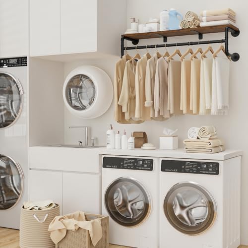 yawinhe industrial pipe clothing rack with shelves,closet rod,rustic, close-up detail