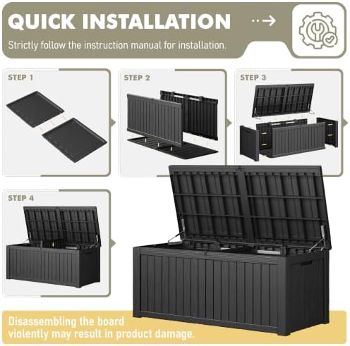 kamaboko 230 gallon outdoor storage box waterproof deck, front angle view