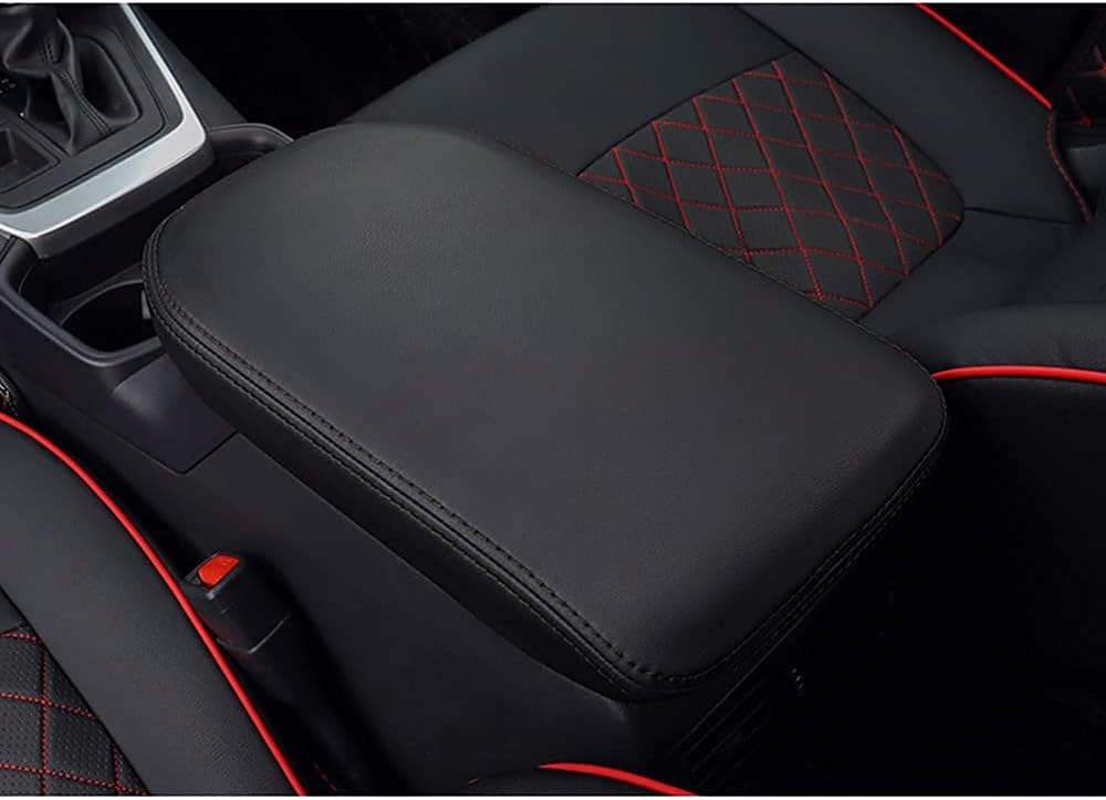 INTGET Center Console Armrest Cover for 2025 Toyota RAV4 Accessories 2024 2023 2022 2021 2020 2019 Leather Middle Console Lid Cover Pad Protector Elbow Arm Rest Covering Car(Black)