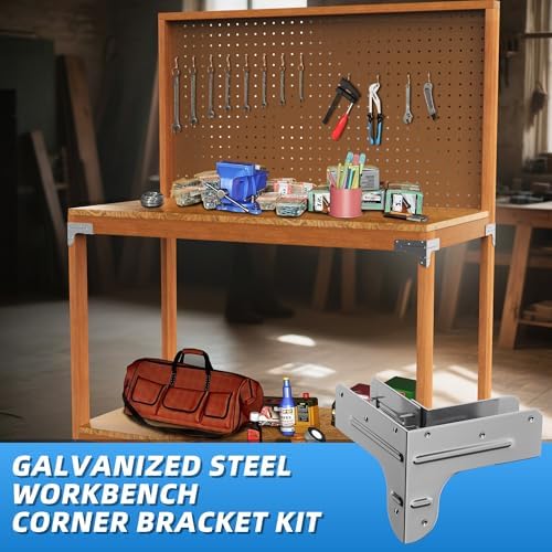 workbench and shelving hardware kit - galvanized steel on a desk or shelf
