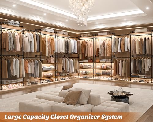 aheaplus industrial pipe clothing rack, expandable garment rack, package contents
