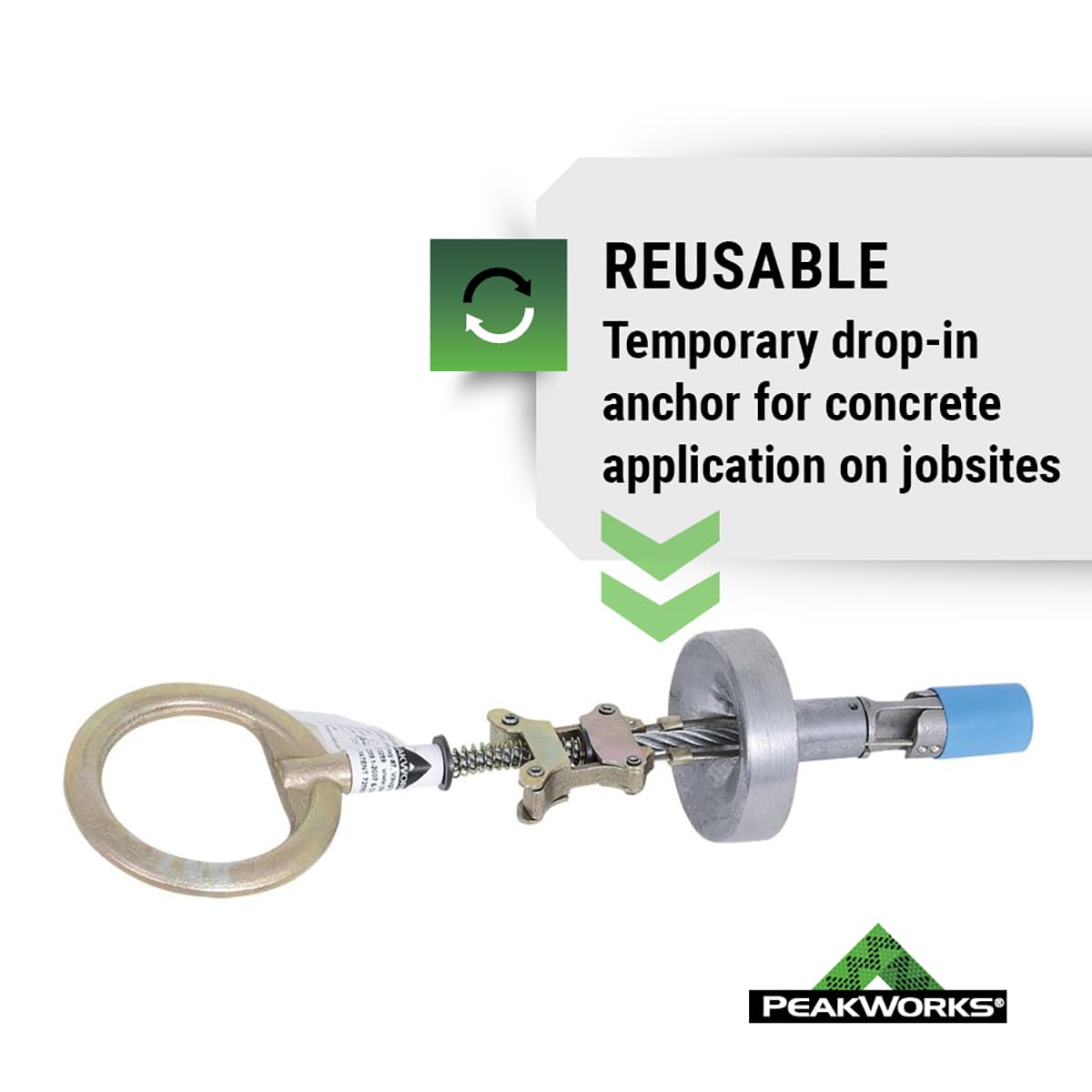 peakworks temporary reusable drop-in anchor for concrete shown in use