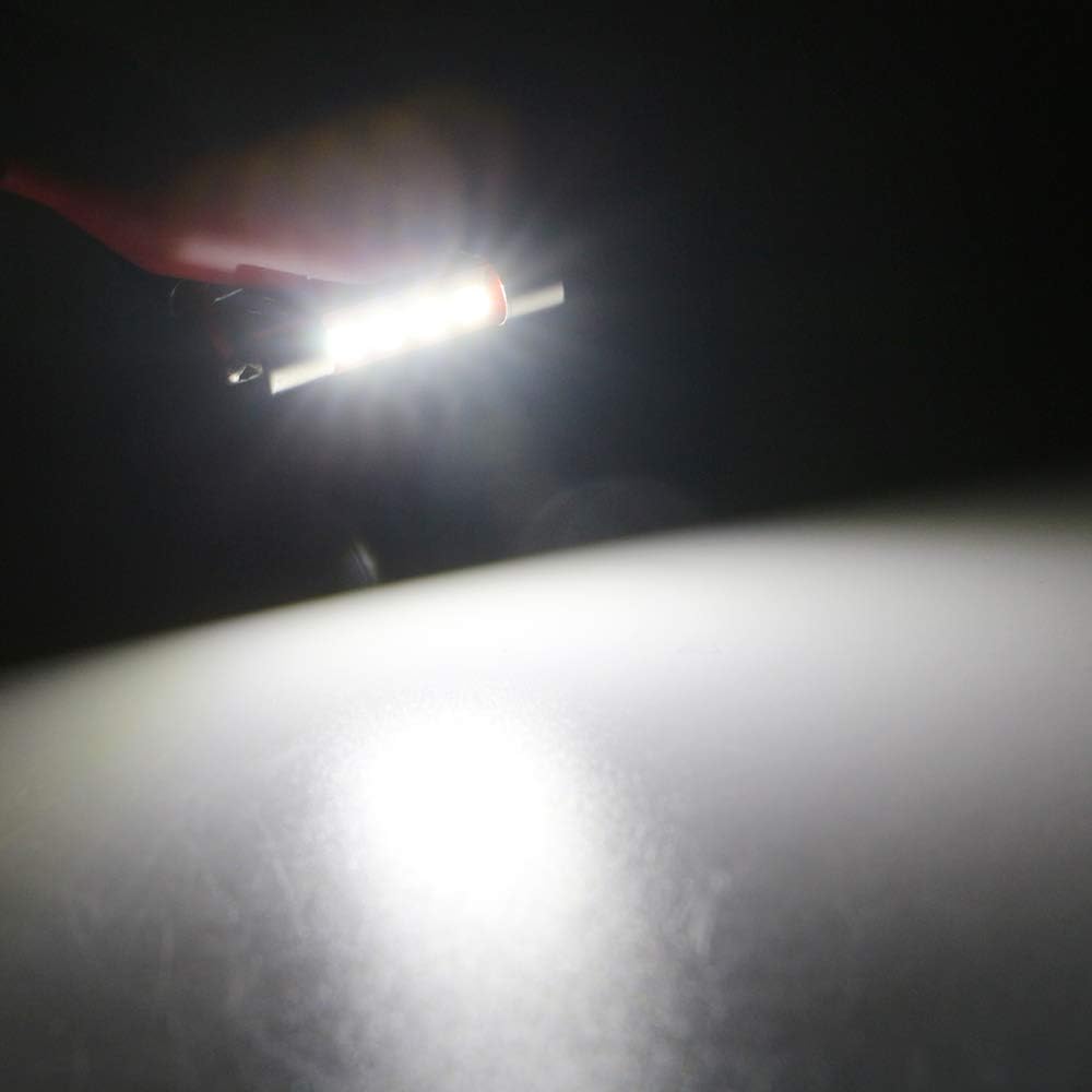 YM E-Bright White 28MM Festoon Led For Car Visor Mirror Lights, 14V1CP 6641 6612F Led Festoon Bulb 12V Dome Light, 3030-4SMD, Pack of 6