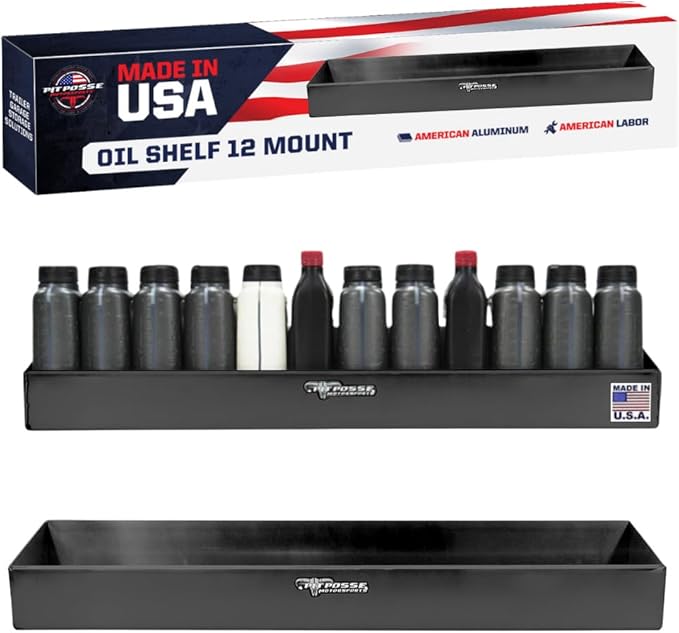 Pit Posse 443BK Oil Shelf 12 Quart Bottle Holder Storage Organizer Caddy 32" | by PITPOSSEMOTORSPORTS