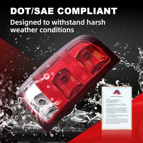 MOUTUX Tail Lights Compatible with GMC Sierra 1500 2500 3500HD 2007-2014, 25958485, GM2801208, 25958484, GM2800208 Rear Light Lamp Assembly Red Left+Right w/Blubs&wiring harness