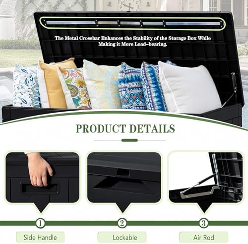 greesum 100 gallon resin deck box large outdoor, package contents