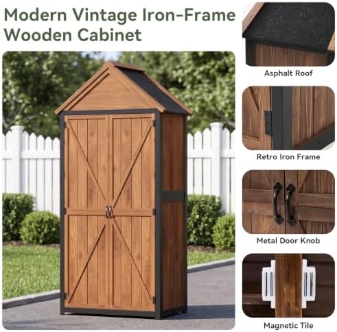 aoxun wood outdoor storage cabinet with floor 2.5'x1.4', package contents