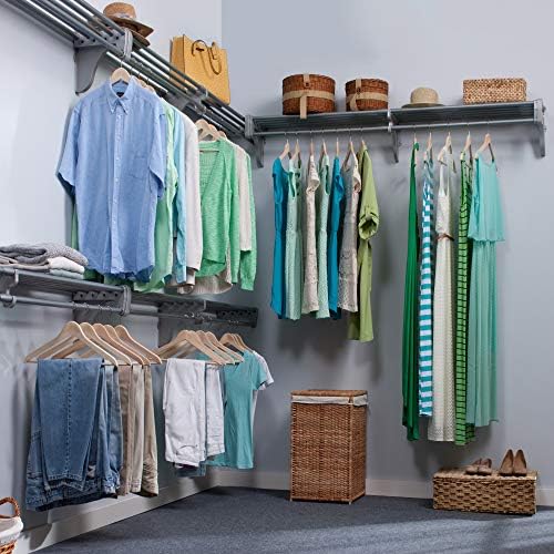 ez shelf expandable closet kit with end brackets shown in use