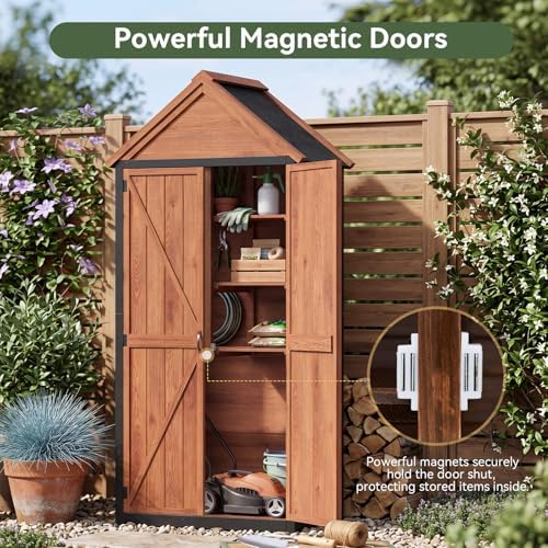 aoxun solid wood outdoor cabinet 2.3'x1.3' with asphalt, side view