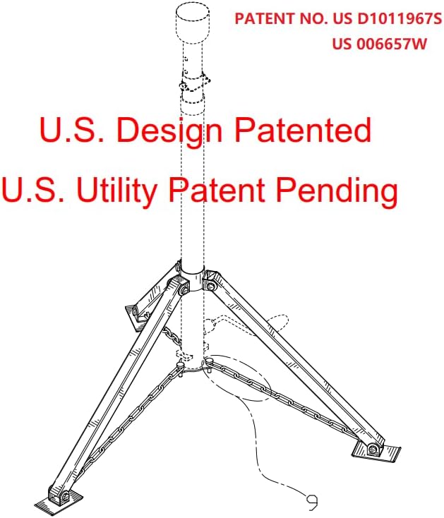 King Pin Tripod Stabilizer Jack for 5th Wheel Trailer Rv, (Allow Drill Adjust), 5000lb Load Capacity & Adjustable Height from 35" to 56"（Patented