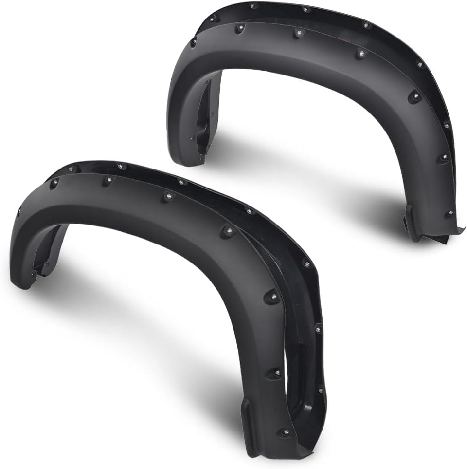 DOTCOM Fender Flares Fit Chevy Silverado 1500 2019-2021(Not for 2019 LD) | Not Fit GMC Sierra,Smooth Pocket Riveted Style,Wheel Arch Cover Trim,Rustproof & UV Resistant,Front and Rear