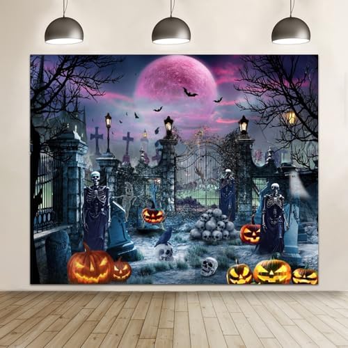 Halloween Backdrops for Photography 10x8ft Scary Night Cemetery Backdrop