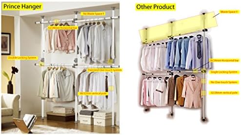 prince hanger tension pole closet system — no-renovation, front angle view