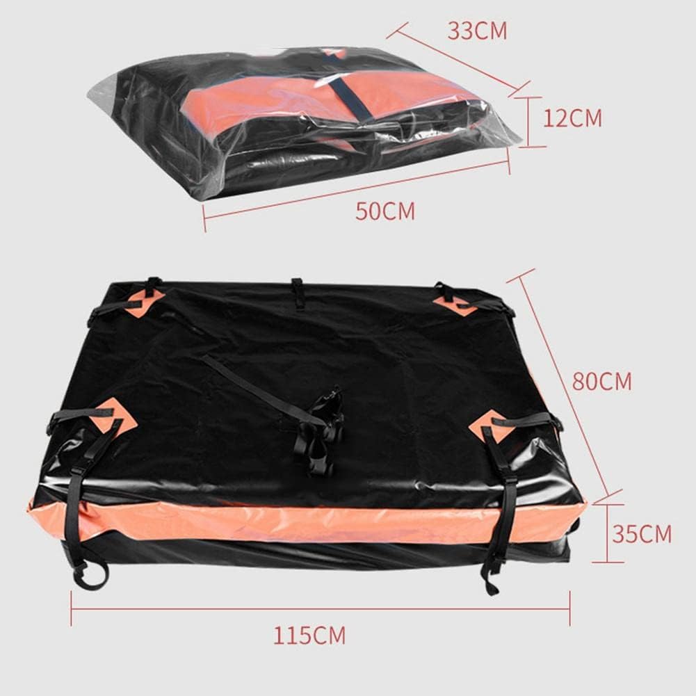 500D PVC Large Capacity Car Cargo Roof Bag Waterproof Rooftop Luggage Black Storage Travel for Cars SUV Van Truck