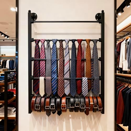 5 layer wall scarf display tie rack ribbon, front angle view